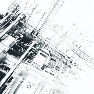 Tealcliff Gigantism style, Midjourney V6.1: technical infrastructure blueprint schematics