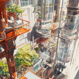 Archipuppetry style, Midjourney V6.1: megacity with futuristic bioarchitecture