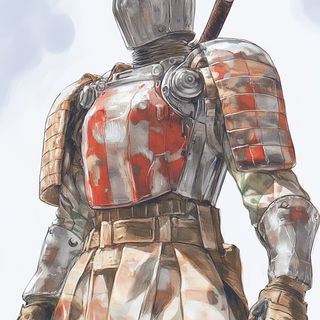Archipuppetry style, Midjourney V6.1: concept art character design of retropunk steam knight
