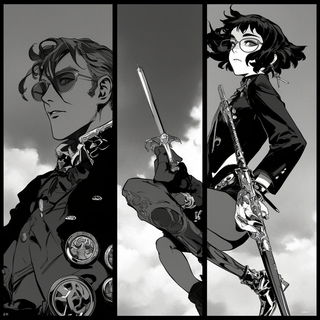Mistral Concrete style, Midjourney V6.1: black-and-white manga comic strip