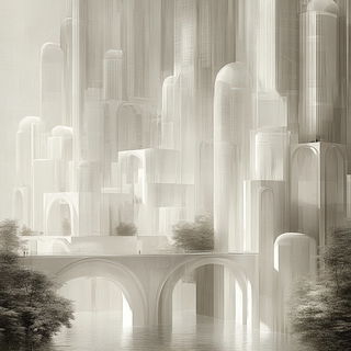 Ribbed Spine Bindery style, Midjourney V6.1: megacity with futuristic bioarchitecture