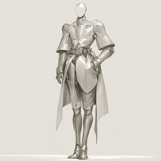 Ribbed Spine Bindery style, Midjourney V6.1: concept art character design of retropunk steam knight