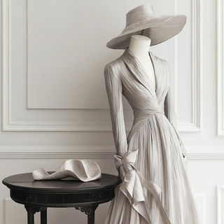Ribbed Spine Bindery style, Midjourney V6.1: haute-couture fashion outfit