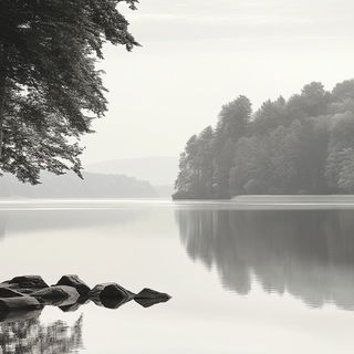 Ribbed Spine Bindery style, Midjourney V6.1: realistic landscape photograph of quiet dawn