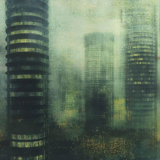 Porcelanomechanics style, Midjourney V6.1: megacity with futuristic bioarchitecture