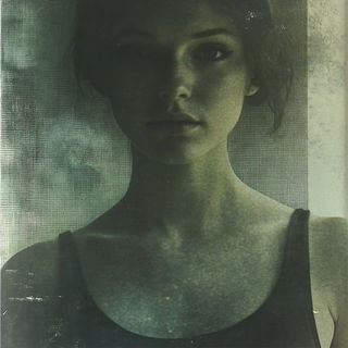 Porcelanomechanics style, Midjourney V6.1: photographic portrait of female protagonist