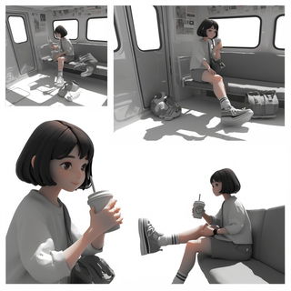 Mortisewater style, Midjourney V6.1: black-and-white manga comic strip