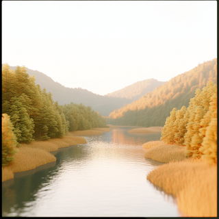 Mortisewater style, Midjourney V6.1: realistic landscape photograph of quiet dawn
