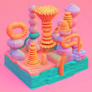 Fluorite Rack Couture style, Midjourney V6.1: abstract 3D render