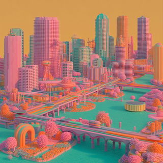 Fluorite Rack Couture style, Midjourney V6.1: megacity with futuristic bioarchitecture