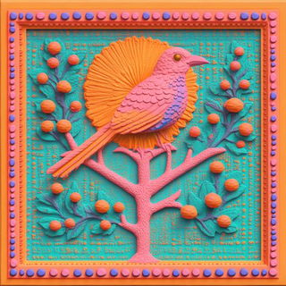 Fluorite Rack Couture style, Midjourney V6.1: traditional folk art