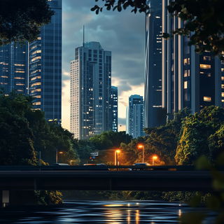 Grainlock style, Midjourney V6.1: megacity with futuristic bioarchitecture
