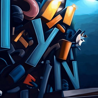 Grainlock style, Midjourney V6.1: typographic composition with large letters