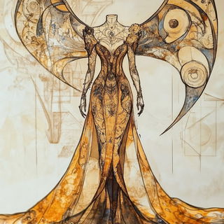 Riftigraphy style, Midjourney V6.1: haute-couture fashion outfit
