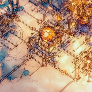 Riftigraphy style, Midjourney V6.1: technical infrastructure blueprint schematics