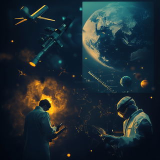 Brumafilm style, Midjourney V6.1: editorial illustration for popular scientific magazine cover
