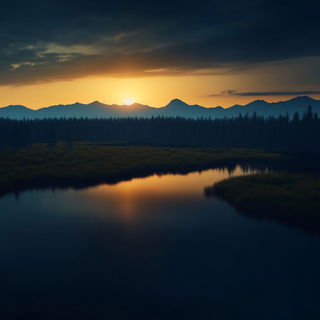 Brumafilm style, Midjourney V6.1: realistic landscape photograph of quiet dawn