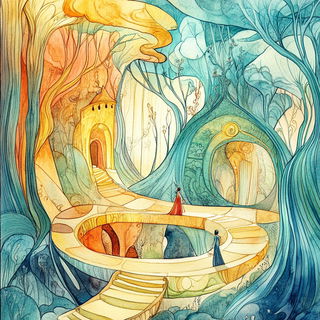 Tanglechromia style, Midjourney V6.1: retro fairy-tale illustration