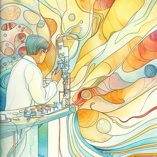 Tanglechromia style, Midjourney V6.1: editorial illustration for popular scientific magazine cover