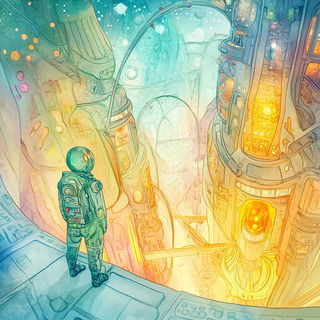 Tanglechromia style, Midjourney V6.1: cinematic shot from sci-fi movie