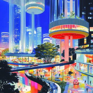 Tropicurrent style, Midjourney V6.1: megacity with futuristic bioarchitecture