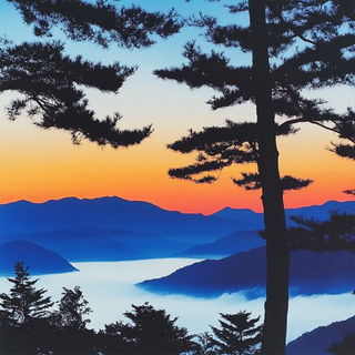 Tropicurrent style, Midjourney V6.1: realistic landscape photograph of quiet dawn