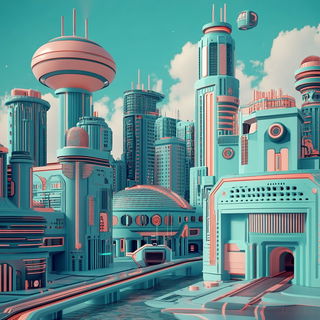 Cartocel style, Midjourney V6.1: megacity with futuristic bioarchitecture