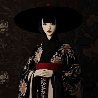 Garnet Folklore style, Midjourney V6.1: haute-couture fashion outfit