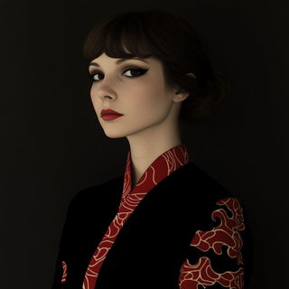 Garnet Folklore style, Midjourney V6.1: photographic portrait of female protagonist