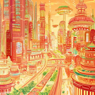 Pulpbazaar style, Midjourney V6.1: megacity with futuristic bioarchitecture