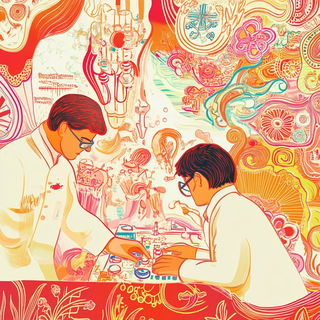 Pulpbazaar style, Midjourney V6.1: editorial illustration for popular scientific magazine cover