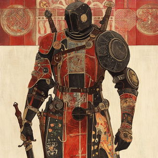 Ruinbloom style, Midjourney V6.1: concept art character design of retropunk steam knight