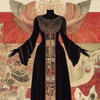 Ruinbloom style, Midjourney V6.1: haute-couture fashion outfit