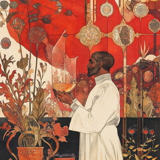 Ruinbloom style, Midjourney V6.1: editorial illustration for popular scientific magazine cover