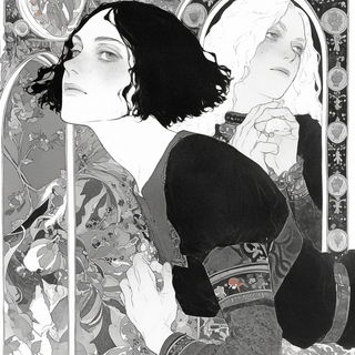 Ruinbloom style, Midjourney V6.1: black-and-white manga comic strip