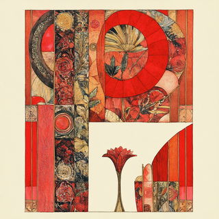 Ruinbloom style, Midjourney V6.1: typographic composition with large letters
