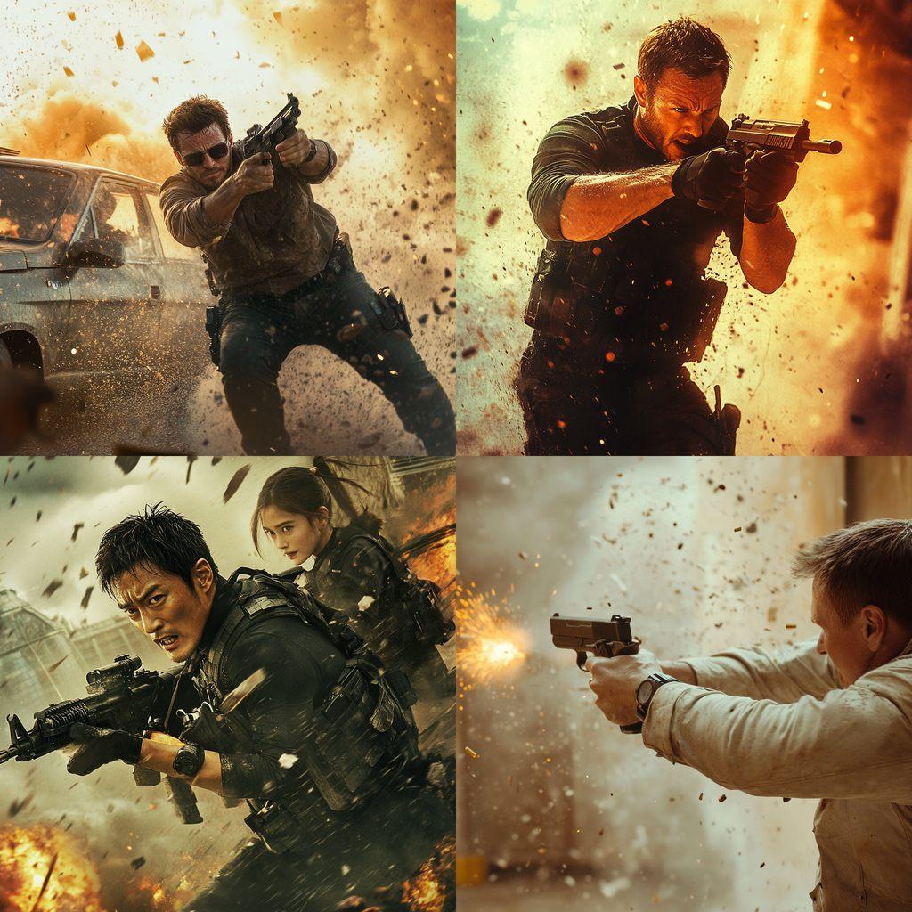 Action movie style, Midjourney V6.1, render 1 of 4
