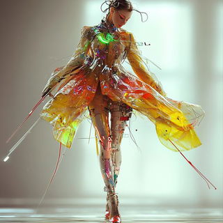 Archidye style, Midjourney V6.1: haute-couture fashion outfit