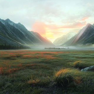 Archidye style, Midjourney V6.1: realistic landscape photograph of quiet dawn