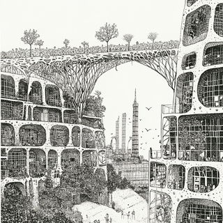 Afterautumn style, Midjourney V6.1: megacity with futuristic bioarchitecture
