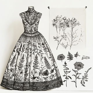 Afterautumn style, Midjourney V6.1: haute-couture fashion outfit