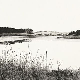 Afterautumn style, Midjourney V6.1: realistic landscape photograph of quiet dawn
