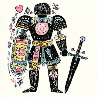 Geomeltdown style, Midjourney V6.1: concept art character design of retropunk steam knight