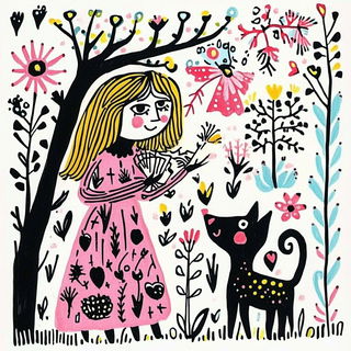 Geomeltdown style, Midjourney V6.1: retro fairy-tale illustration