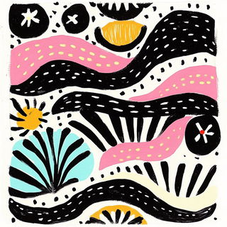 Geomeltdown style, Midjourney V6.1: creative pattern composition