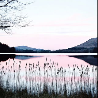 Geomeltdown style, Midjourney V6.1: realistic landscape photograph of quiet dawn