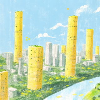 Lanternelure style, Midjourney V6.1: megacity with futuristic bioarchitecture