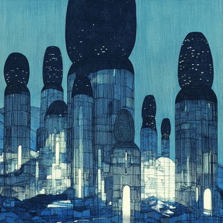 Megathorax style, Midjourney V6.1: megacity with futuristic bioarchitecture