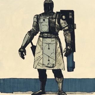 Megathorax style, Midjourney V6.1: concept art character design of retropunk steam knight