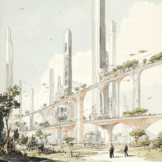 Raymane style, Midjourney V6.1: megacity with futuristic bioarchitecture